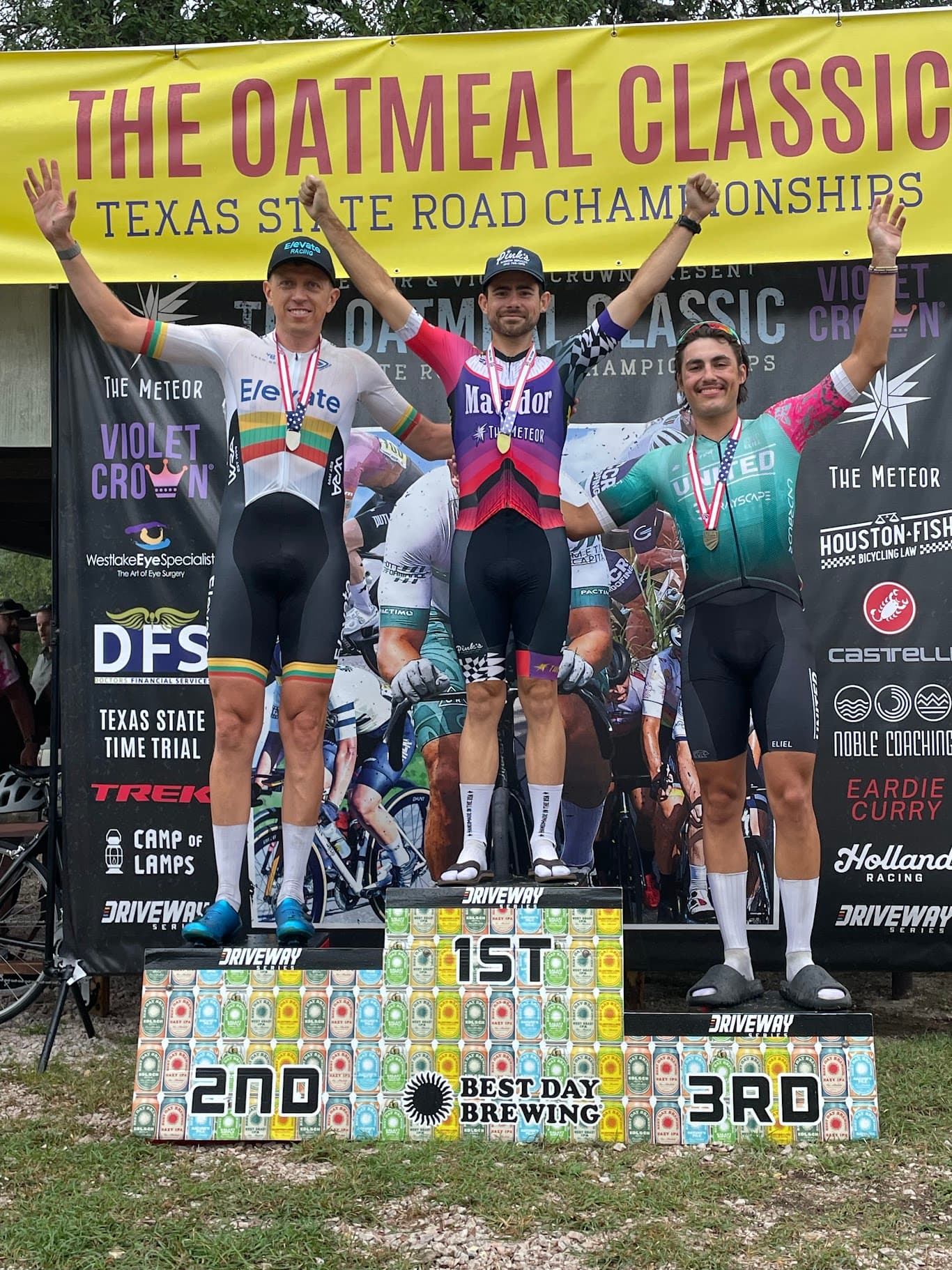 Evan Bausbacher on the top step of the podium after his most recent Texas State Road Championship victory